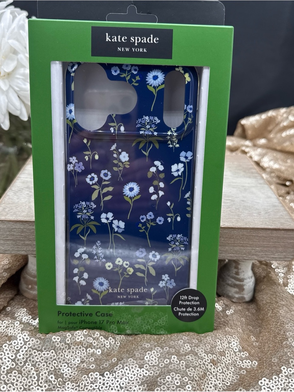 kate spade New York Navy Floral Protective iPhone 17 Pro Max Case NEW